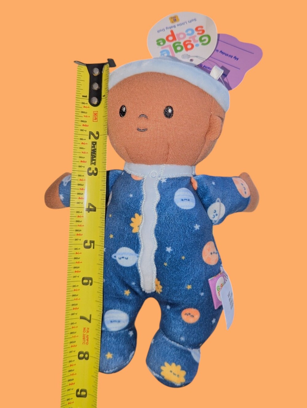 Gigglescape Plush AA Baby Boy Toy Bow Doll Soft Lovey Planets Space Bodysuit - Picture 4 of 4